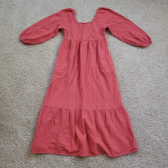 Universal Threads S Fall Orange Tiered Puff Sleeve Midi Dress - Picture 1 of 13